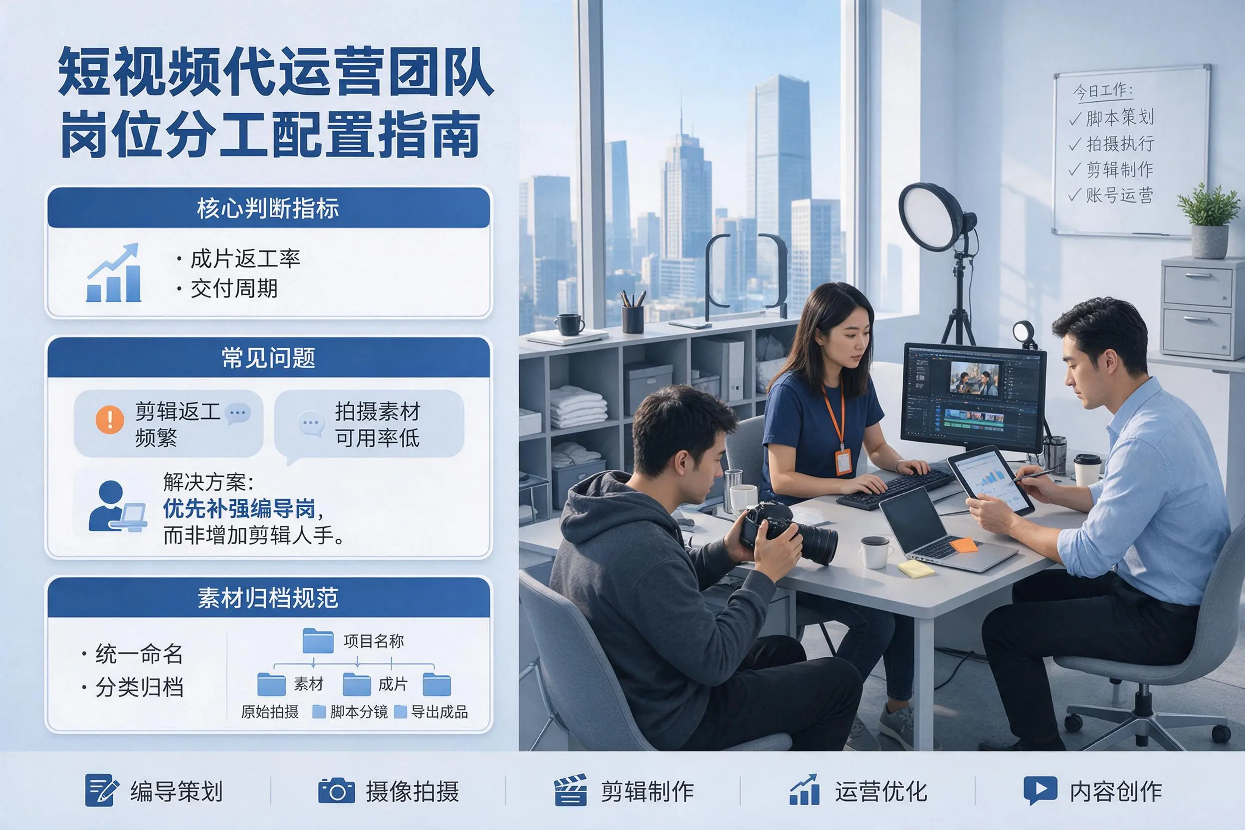 短视频代运营团队如何配置？宝鸡企业岗位分工科普说明