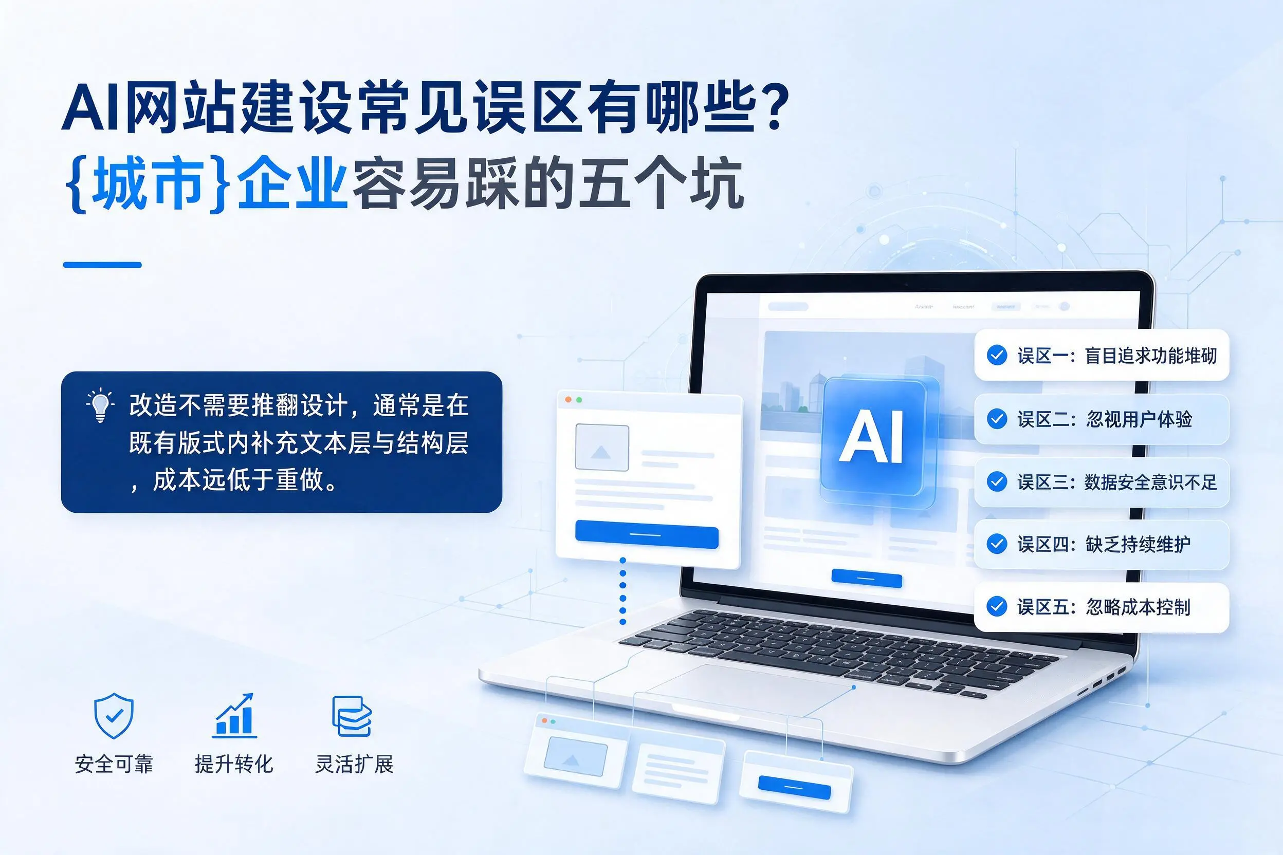 AI网站建设常见误区有哪些？宝鸡企业容易踩的五个坑