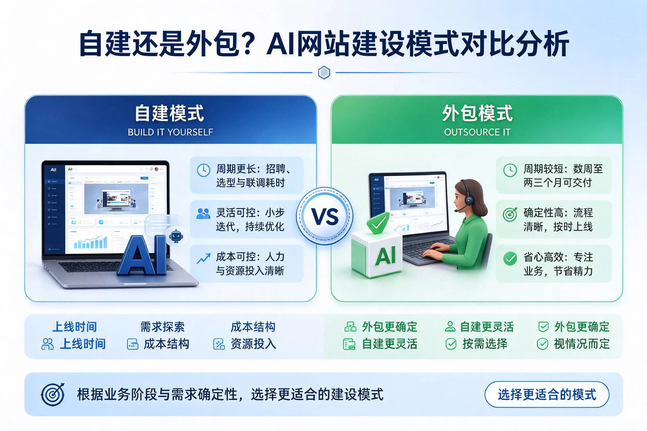 自建还是外包?宝鸡AI网站建设模式对比分析